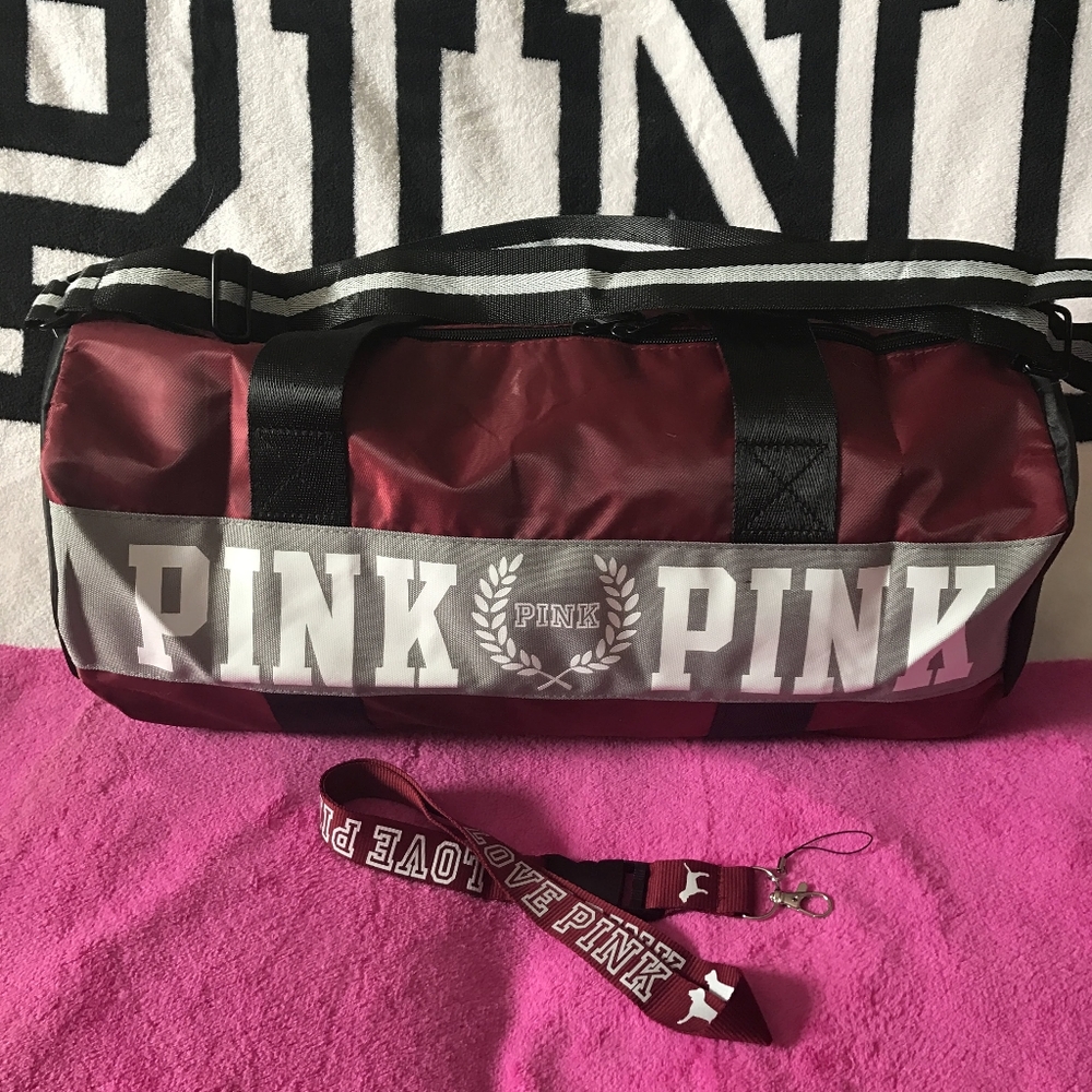 Pink duffle bag